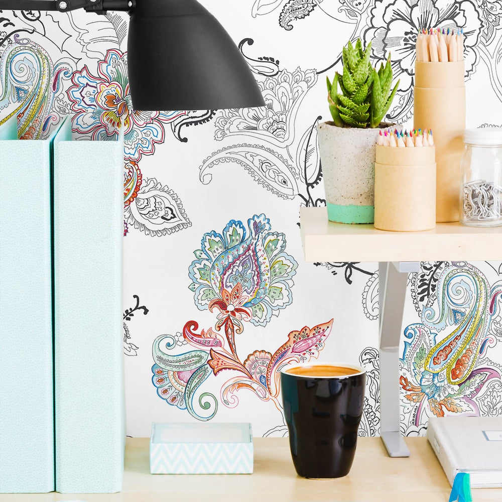
                  
                    NW33600 colorful paisley floral peel and stick wallpaper office decor by NextWall
                  
                