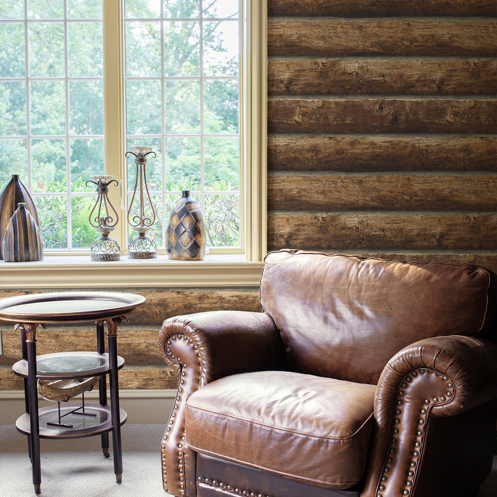 
                  
                    NW33905 log cabin wood rustic peel and stick removable wallpaper by NextWall
                  
                