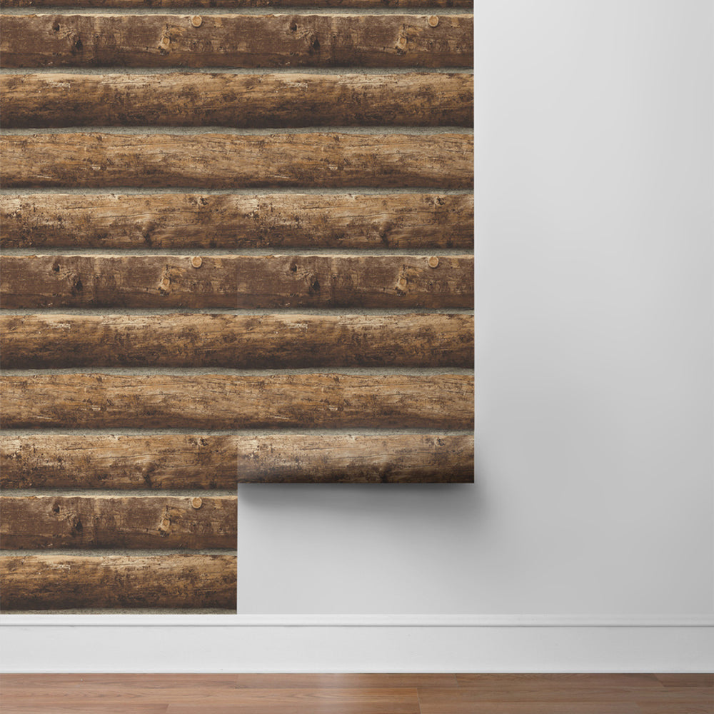 
                  
                    NW33905 log cabin wood rustic peel and stick removable wallpaper roll by NextWall
                  
                