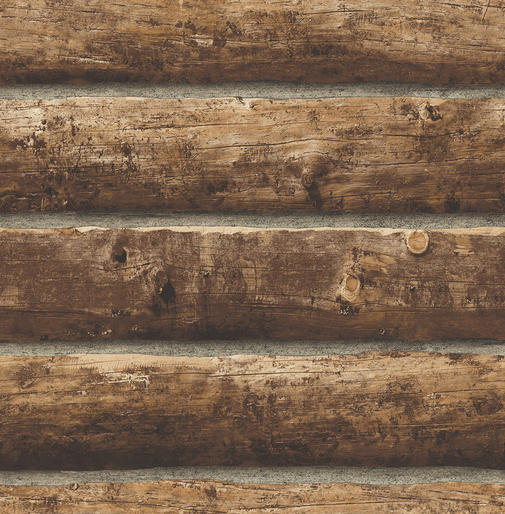 Log Cabin Rustic Wood Peel and Stick Removable Wallpaper