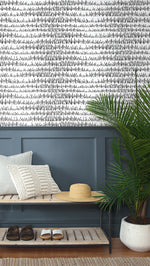 NW34100 entryway brushstrokes abstract black and white peel and stick wallpaper from NextWall