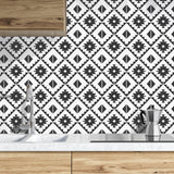 NW34200 black southwest tile peel and stick removable wallpaper kitchen from NextWall
