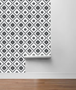 NW34200 black southwest tile peel and stick removable wallpaper roll from NextWall