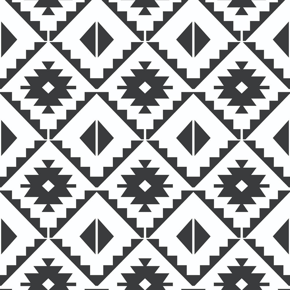 NW34200 black southwest tile peel and stick removable wallpaper from NextWall
