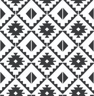 NW34200 black southwest tile peel and stick removable wallpaper from NextWall