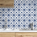 NW34202 blue southwest tile peel and stick removable wallpaper kitchen from NextWall