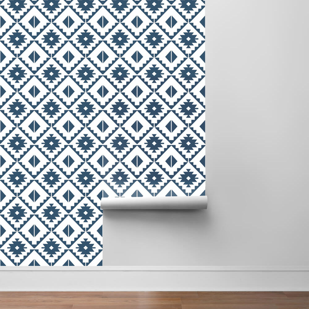 
                  
                    NW34202 blue southwest tile peel and stick removable wallpaper roll from NextWall
                  
                