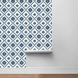 NW34202 blue southwest tile peel and stick removable wallpaper roll from NextWall