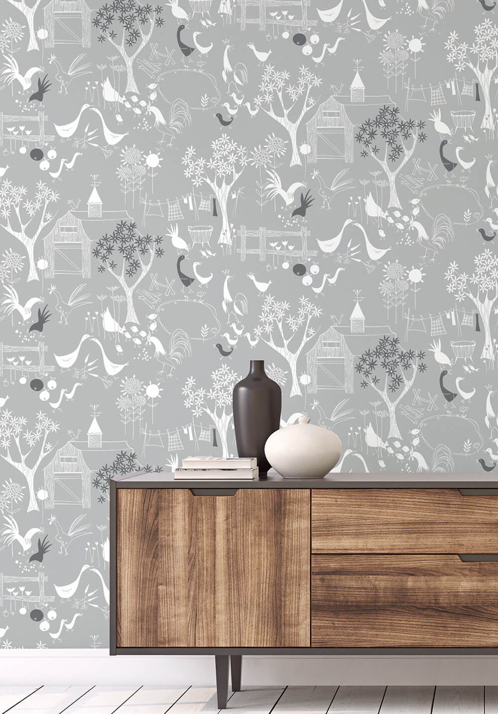 NW34308 scandinavian farm peel and stick wallpaper entryway by NextWall