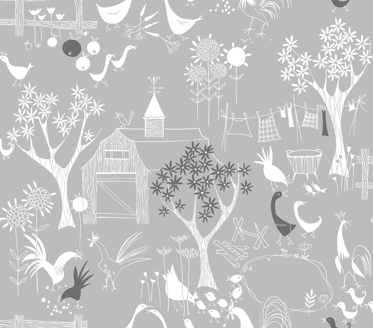 NW34308 scandinavian farm peel and stick wallpaper by NextWall