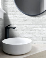 NW34400 limestone brick peel and stick removable wallpaper bathroom from NextWall