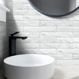 NW34400 limestone brick peel and stick removable wallpaper bathroom from NextWall