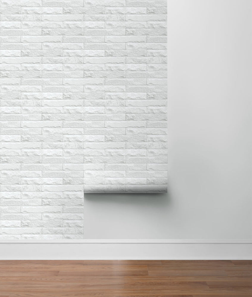 NW34400 limestone brick peel and stick removable wallpaper roll from NextWall