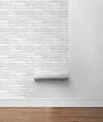 NW34400 limestone brick peel and stick removable wallpaper roll from NextWall