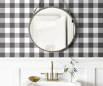 NW34500 picnic plaid peel and stick removable wallpaper bathroom by NextWall