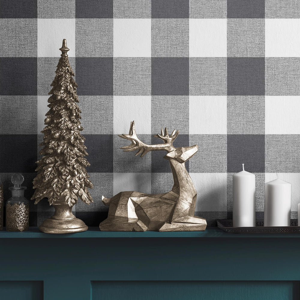 
                  
                    NW34500H holiday Christmas plaid peel and stick removable wallpaper mantle from Nextwall
                  
                