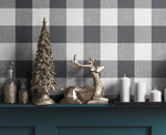 NW34500H holiday Christmas plaid peel and stick removable wallpaper mantle from Nextwall
