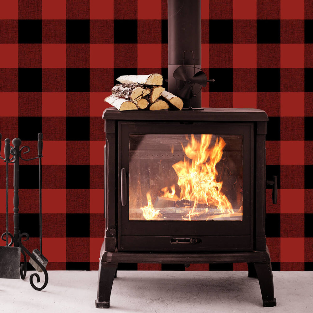 
                  
                    NW34501 buffalo plaid Christmas peel and stick removable wallpaper fireplace from NextWall
                  
                
