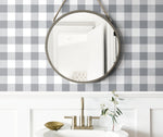 NW34508 picnic plaid peel and stick removable wallpaper bathroom by NextWall