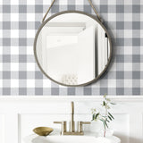 NW34508 picnic plaid peel and stick removable wallpaper bathroom by NextWall