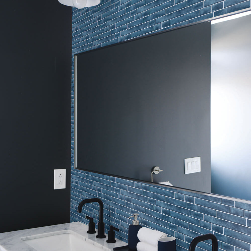 
                  
                    NW34602 brushed metal tile peel and stick removable wallpaper bathroom by NextWall
                  
                