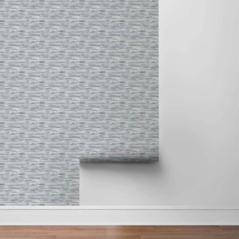 
                  
                    NW34608 brushed metal tile peel and stick removable wallpaper roll by NextWall
                  
                