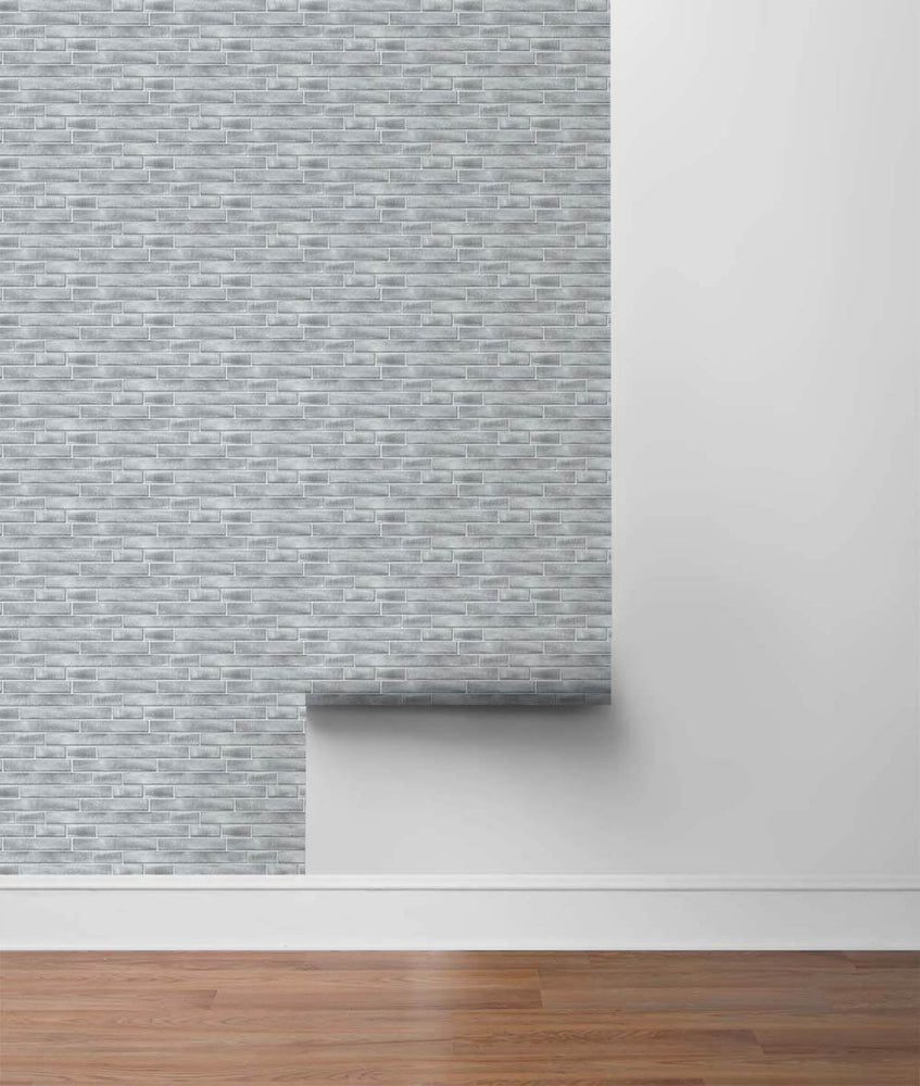 NW34608 brushed metal tile peel and stick removable wallpaper roll by NextWall
