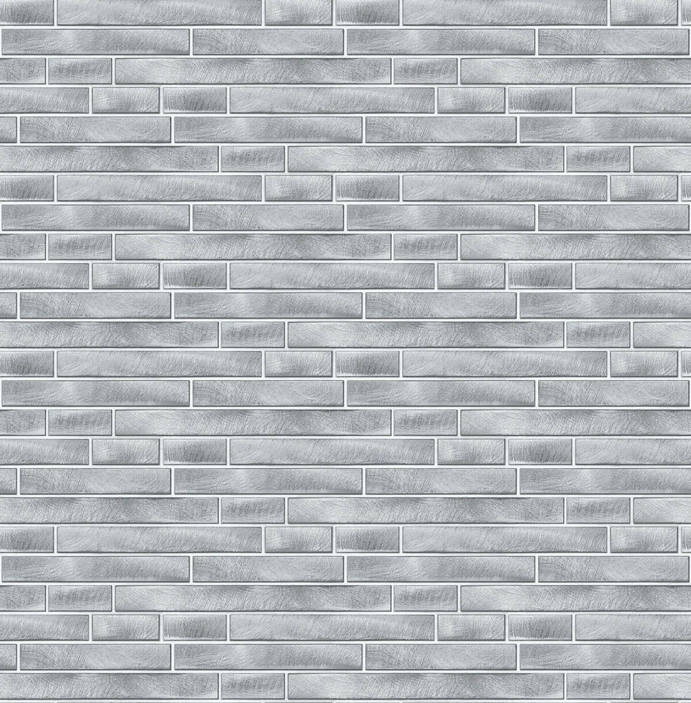 NW34608 brushed metal tile peel and stick removable wallpaper by NextWall