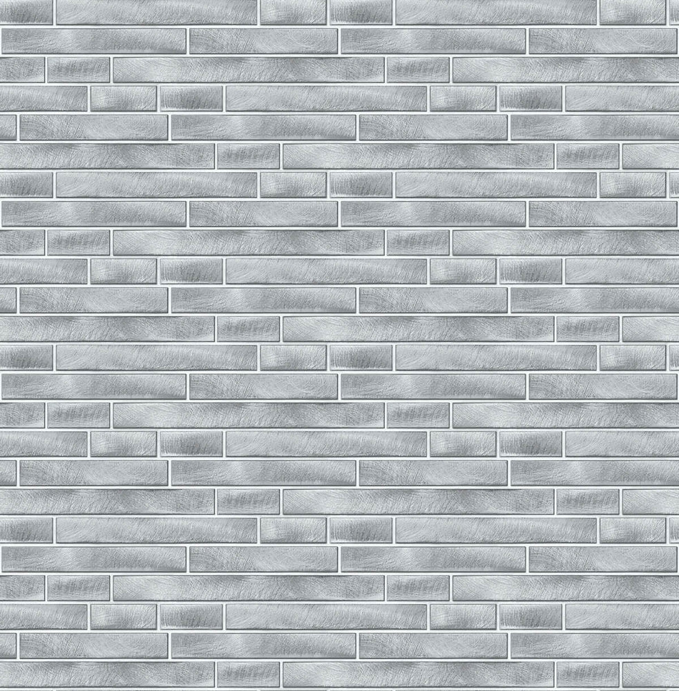 NW34608 brushed metal tile peel and stick removable wallpaper by NextWall
