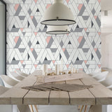 NW34701 kaleidoscope geometric peel and stick removable wallpaper dining room by NextWall