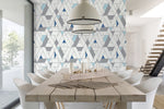 NW34702 kaleidoscope geometric peel and stick removable wallpaper dining room by NextWall