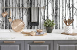 NW34800 birch tree peel and stick removable wallpaper kitchen by NextWall