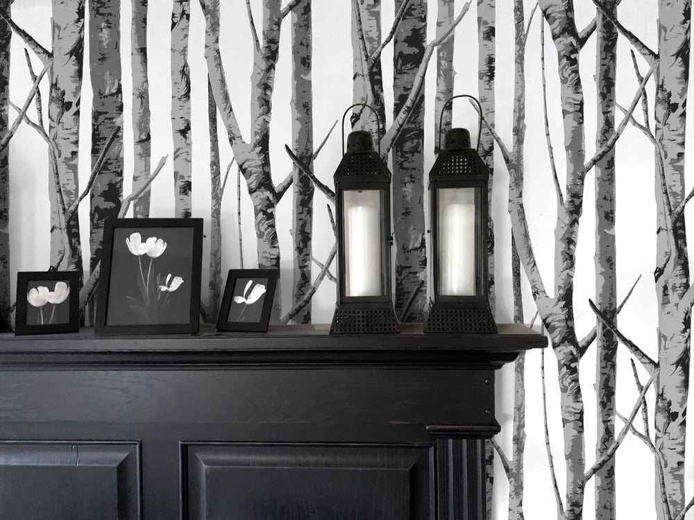 NW34800 birch tree peel and stick removable wallpaper decor by NextWall