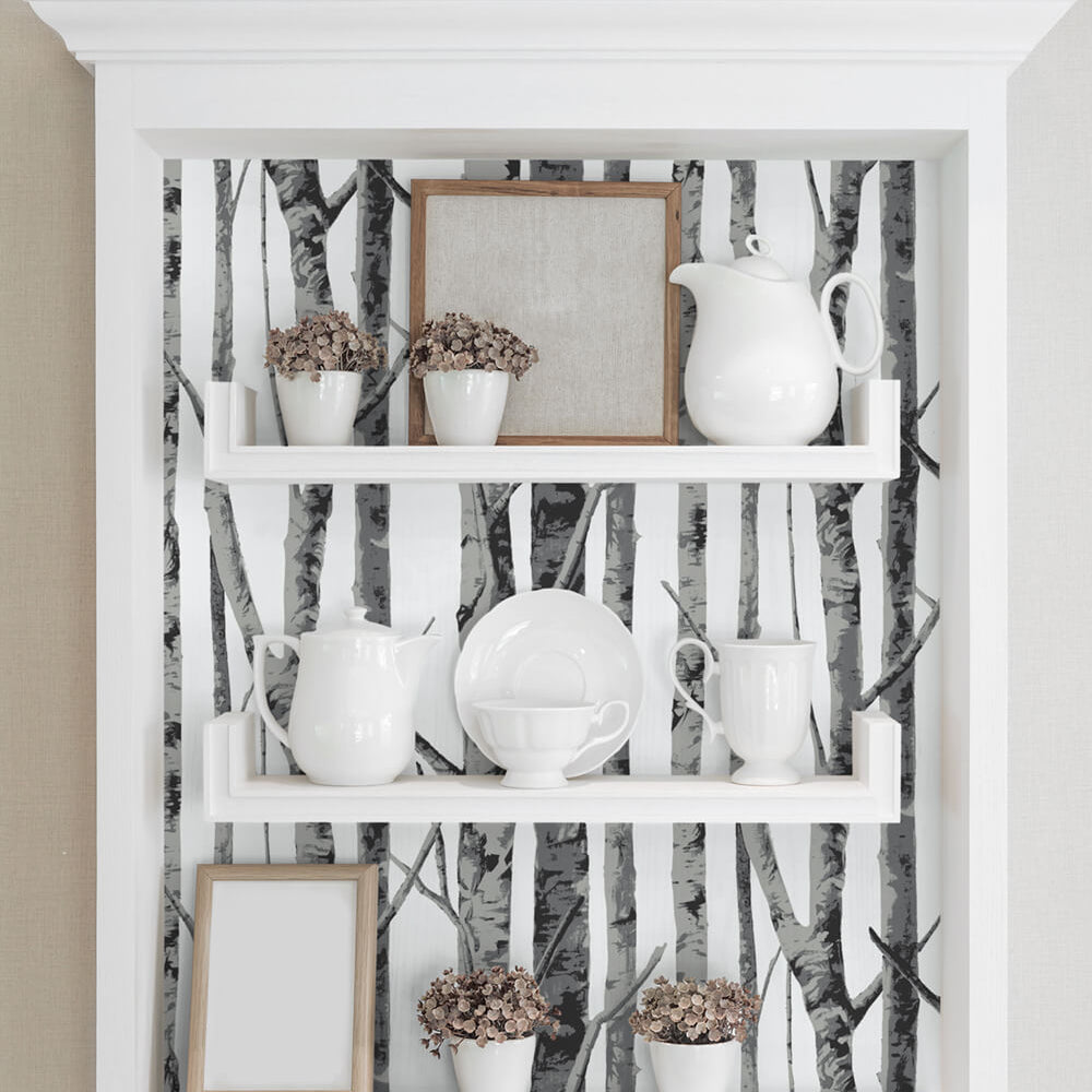 
                  
                    NW34800 birch tree peel and stick removable wallpaper shelf by NextWall
                  
                