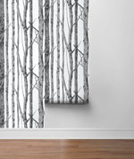 NW34800 birch tree peel and stick removable wallpaper roll by NextWall
