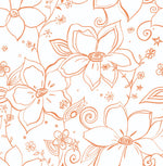 NW34905 orange linework floral peel and stick wallpaper by NextWall