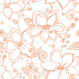 NW34905 orange linework floral peel and stick wallpaper by NextWall