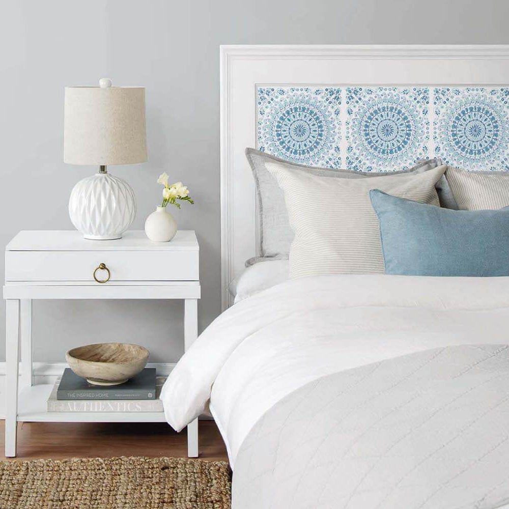 
                  
                    NW35102 blue mandala bohemian peel and stick wallpaper headboard by NextWall
                  
                