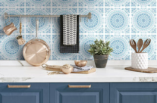 NW35102 blue mandala bohemian peel and stick wallpaper backsplash by NextWall