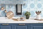 NW35102 blue mandala bohemian peel and stick wallpaper backsplash by NextWall
