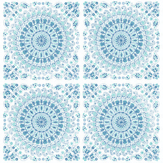 NW35102 blue mandala bohemian peel and stick wallpaper by NextWall