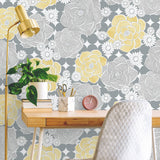NW35203 retro floral peel and stick removable wallpaper desk by NextWall