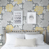 NW35203 retro floral peel and stick removable wallpaper bedroom by NextWall
