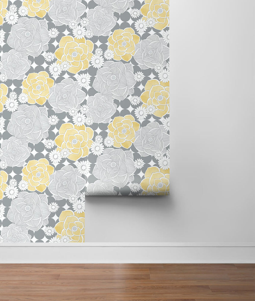 NW35203 retro floral peel and stick removable wallpaper roll by NextWall