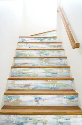 NW35306 brushed stripe abstract peel and stick removable wallpaper stairs by NextWall