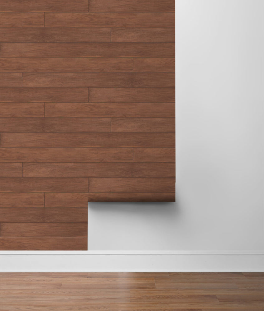 NW35405 teak planks wood peel and stick removable wallpaper roll from NextWall