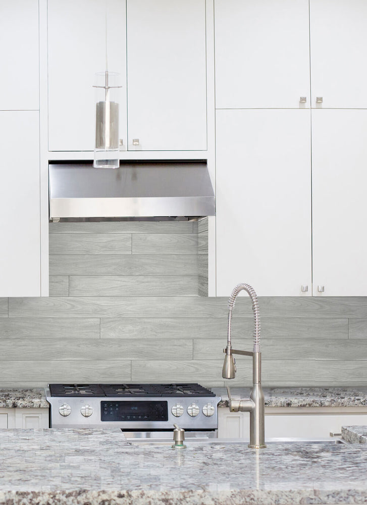 NW35408 teak planks wood peel and stick removable wallpaper kitchen from NextWall