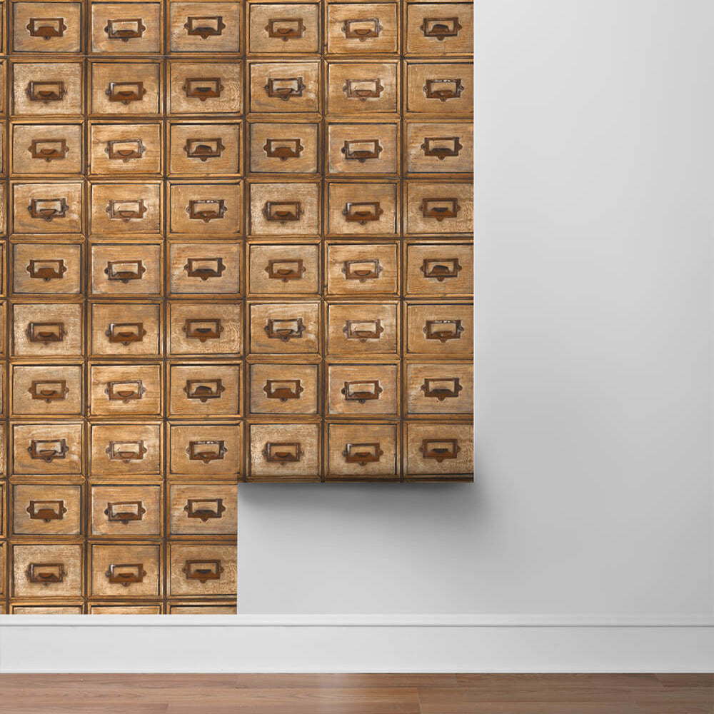 
                  
                    NW35505 library card catalog vintage peel and stick removable wallpaper roll from NextWall
                  
                