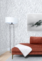 NW35700 metallic silver marble tile peel and stick wallpaper living room by NextWall