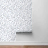NW35700 metallic silver marble tile peel and stick wallpaper roll by NextWall